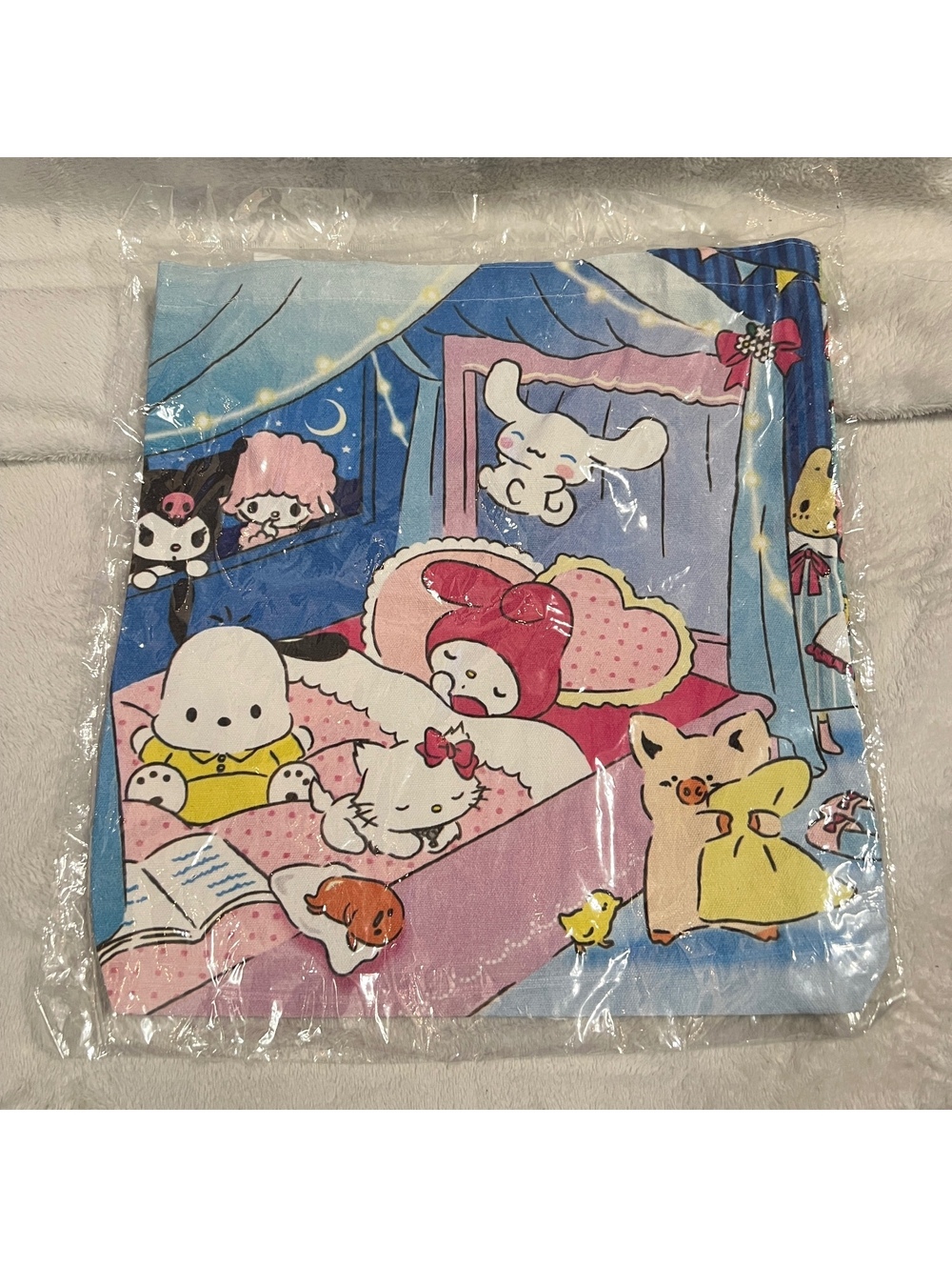 Sanrio Characters Blue Print Cloth Tote Bag